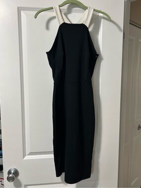 Trouve Black Midi Dress with Cream Straps